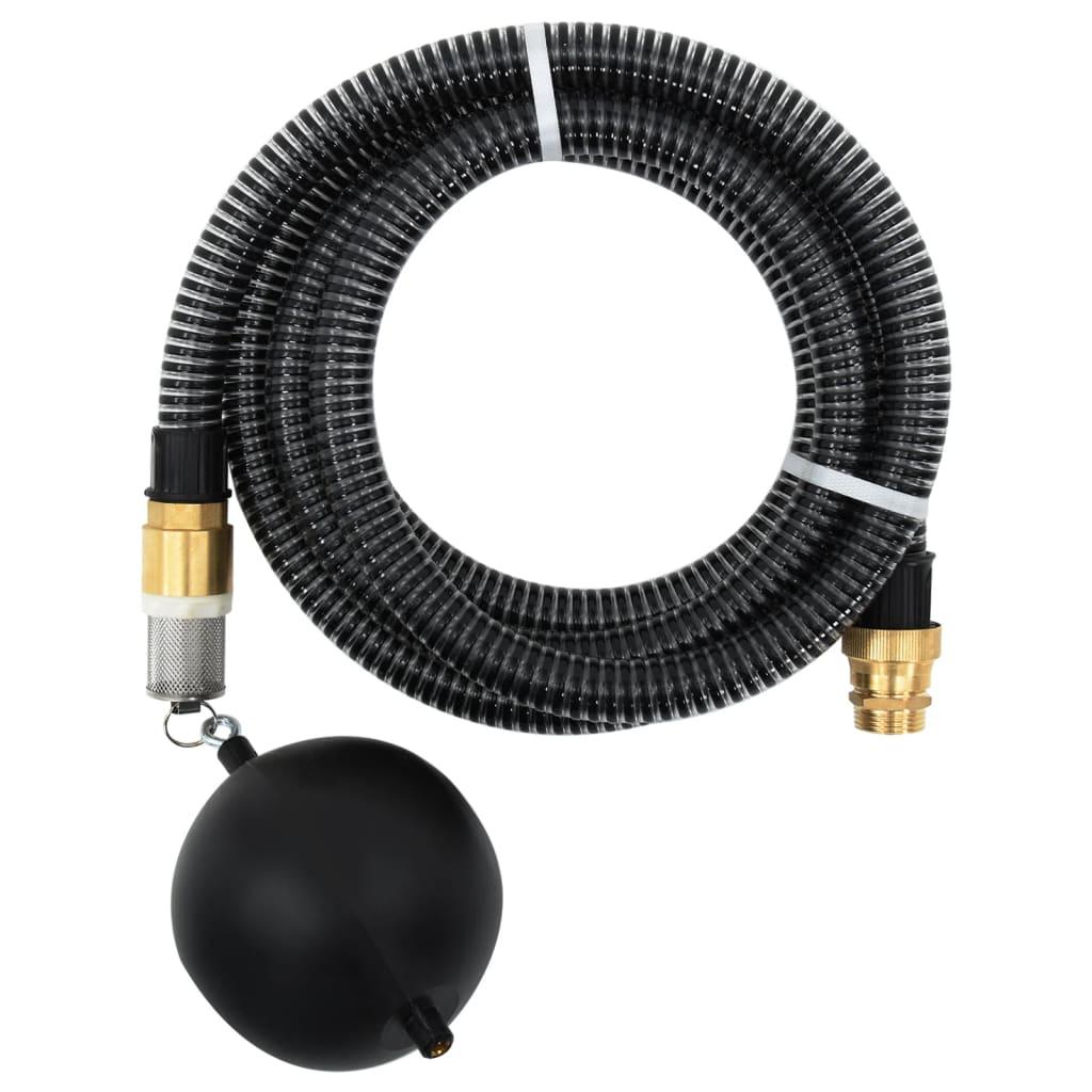 Sugeslange med messingkoblinger 1,1" 7 m PVC sort
