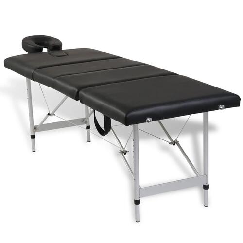 Massagebord foldbart 4 zoner aluminiumsstel sort
