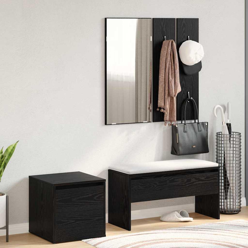 Entremøbelsæt 3 stk Sort eg 80 x 31 x 40 cm Konstrueret træ