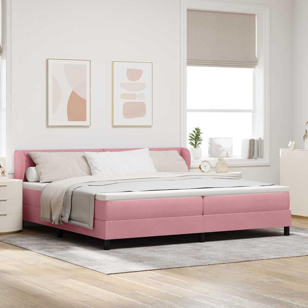 vidaXL Box spring seng med hovedgærde Lyserød 200 x 200 cm Fløjl