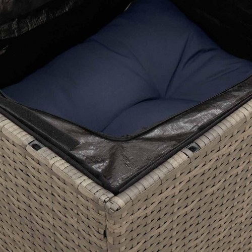 3-personers havesofa med hynder i polyrattan - grå/marineblå