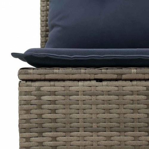 3-personers havesofa med hynder i polyrattan - grå/marineblå
