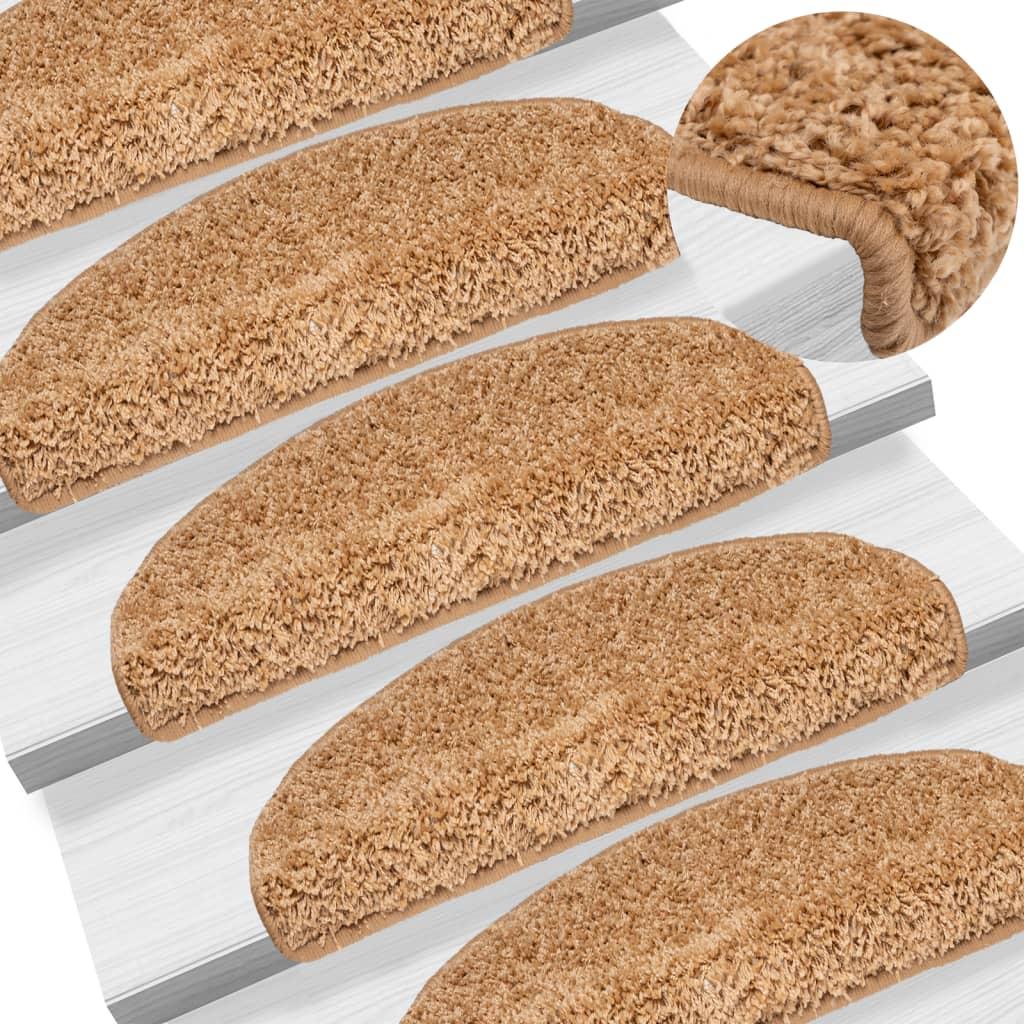 Trappemåtter 10 stk. 65x21x4 cm beige halvrund store
