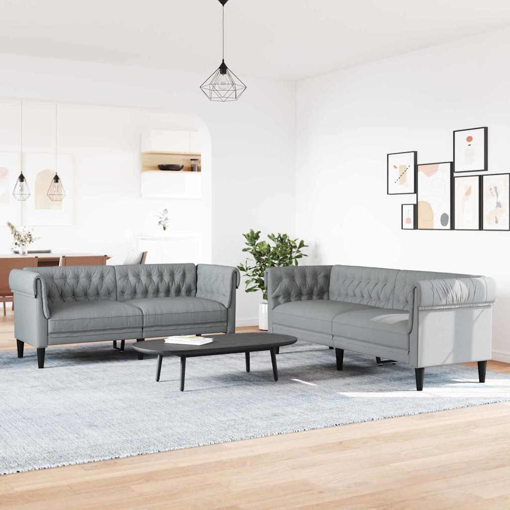 Sofa Sæt Lysegrå Stof