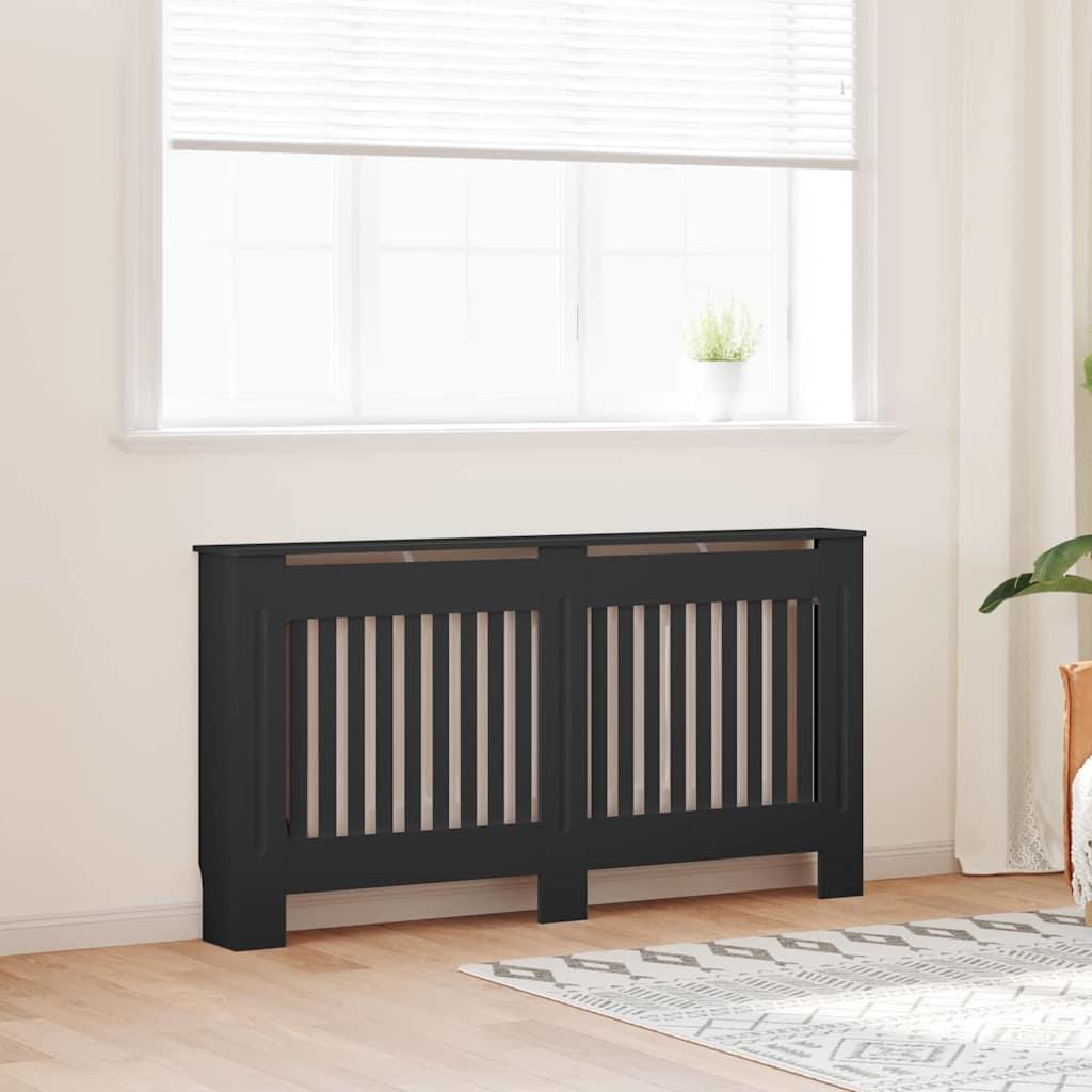 Radiatorcover 2 stk sort 152 x 19 x 81,5 cm i konstrueret træ