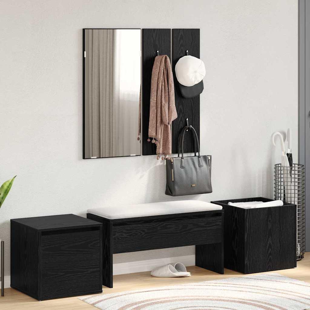 Entremøbelsæt 6 stk Sort eg 80 x 31 x 40 cm Konstrueret træ
