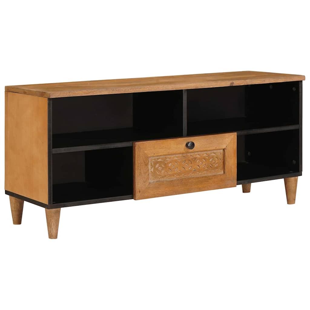 TV-skab med skuffe og hylder 100 × 33 × 46 cm - massivt mangotræ