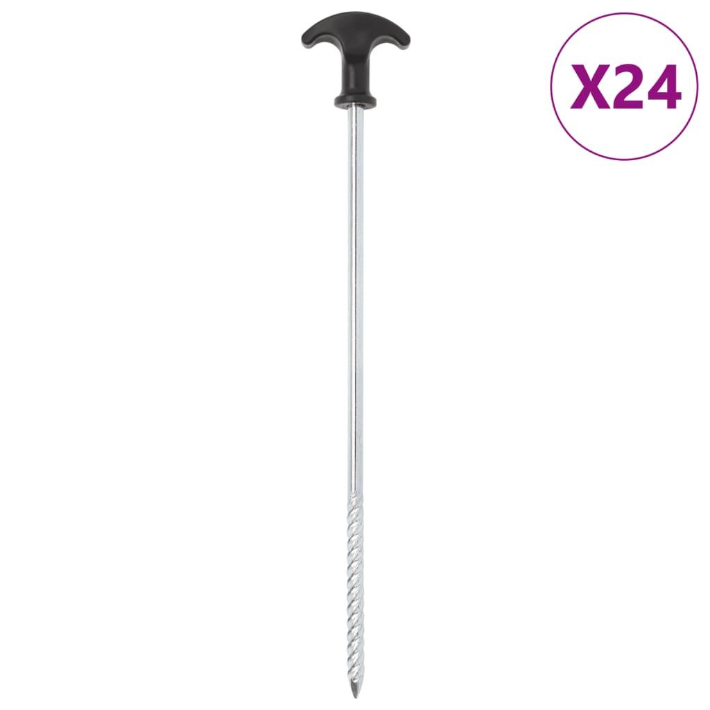 teltpløkker 24 stk. 30 cm Ø7 mm galvaniseret stål