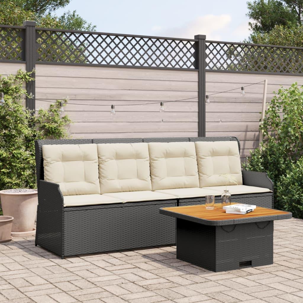 Loungesæt til haven 3 dele med hynder polyrattan sort