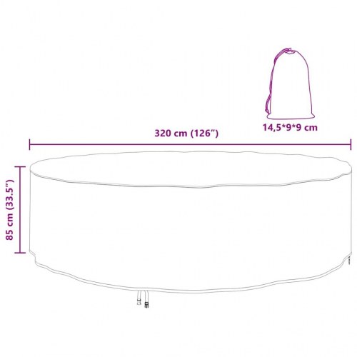 Overtræk til havemøbler Sort 320 x 320 x 85 cm 210D stof