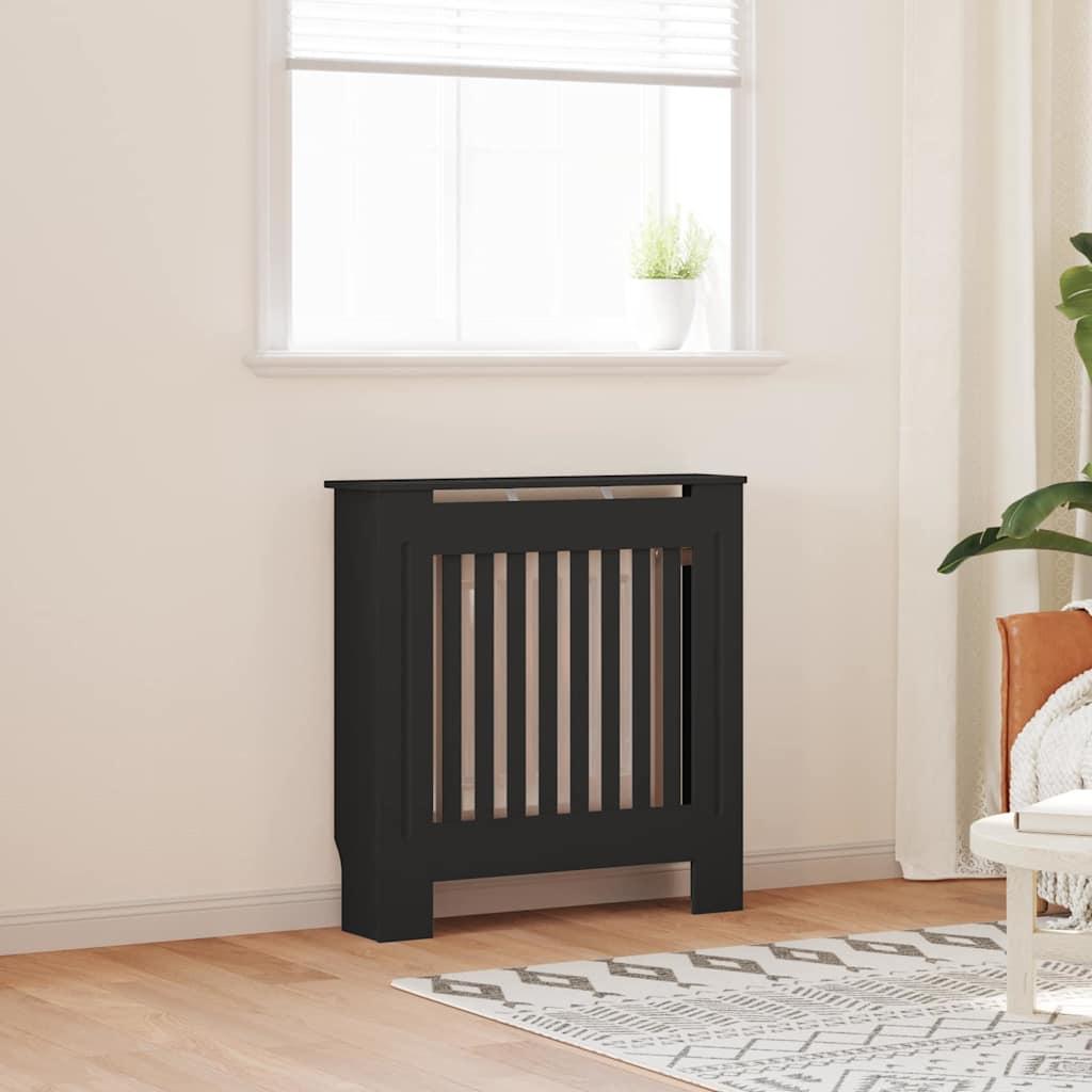 Radiatorcover 2 stk Sort 78x19x81,5cm Konstrueret træ