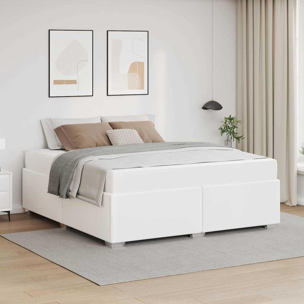 Sengestel med madras Hvid 160 x 200 cm Stof