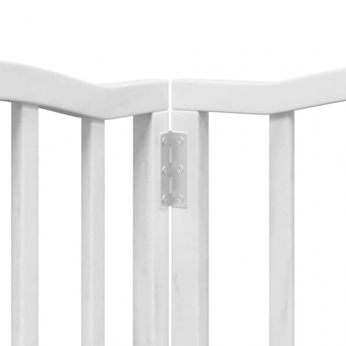Hundelåge med dør 9 paneler 450 cm foldbar i poppeltræ - hvid