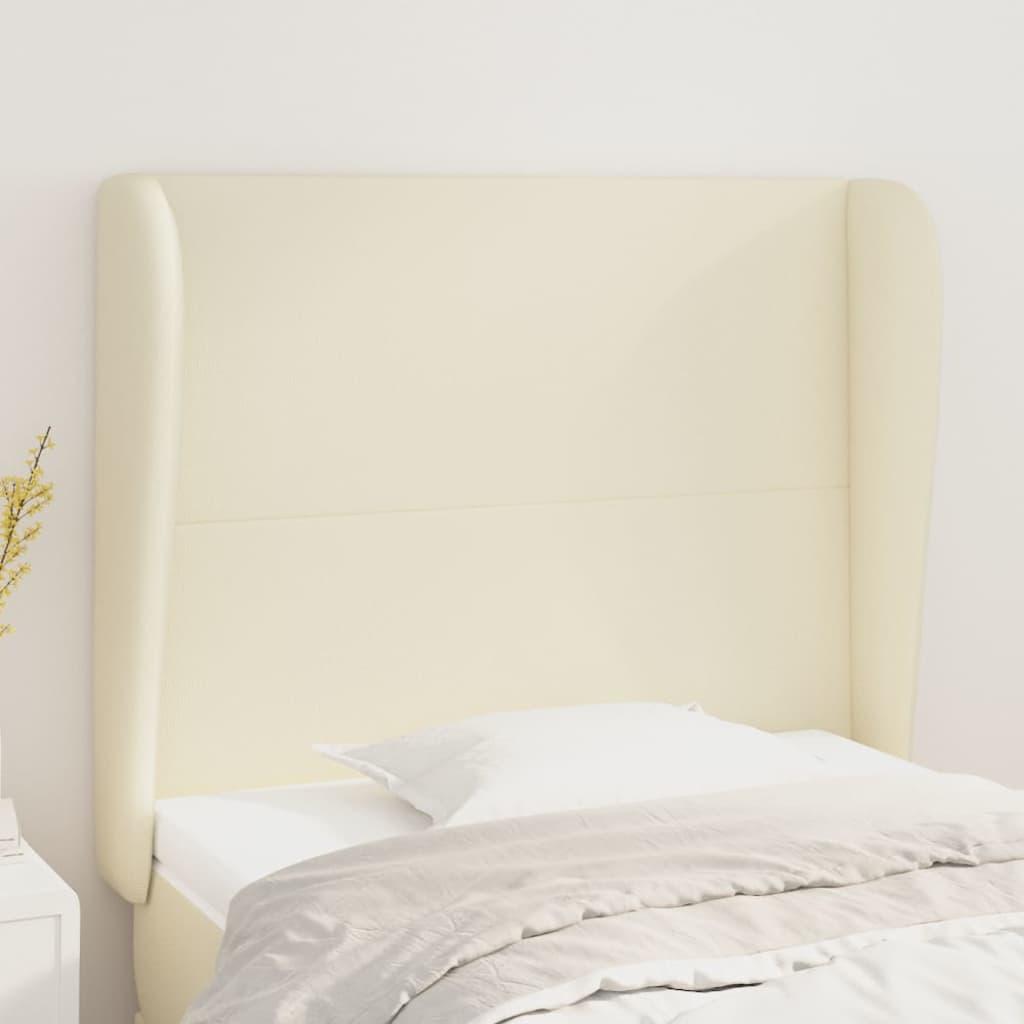vidaXL sengegavl med kanter 83x23x118/128 cm kunstlæder cremefarvet