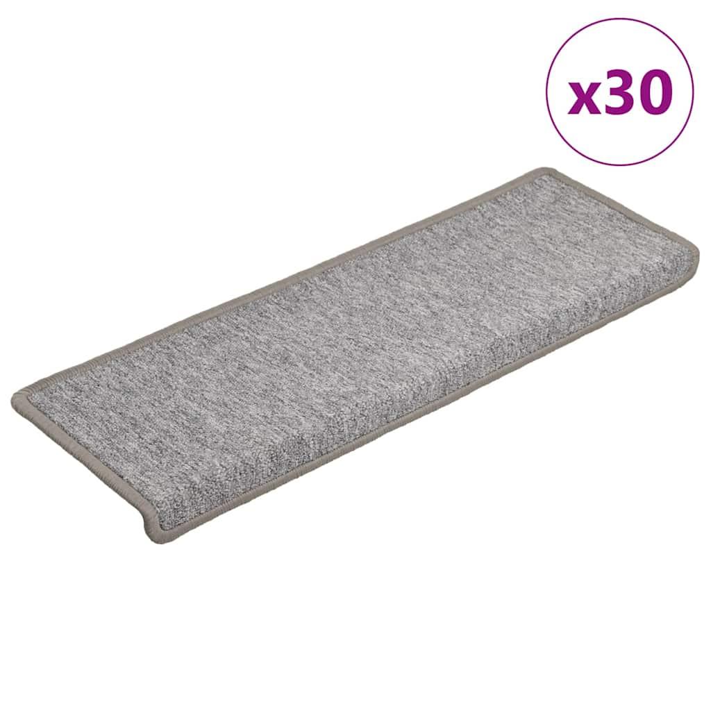 Trappemåtter 30 stk. 65x21x4 cm lysegrå rektangulær kant
