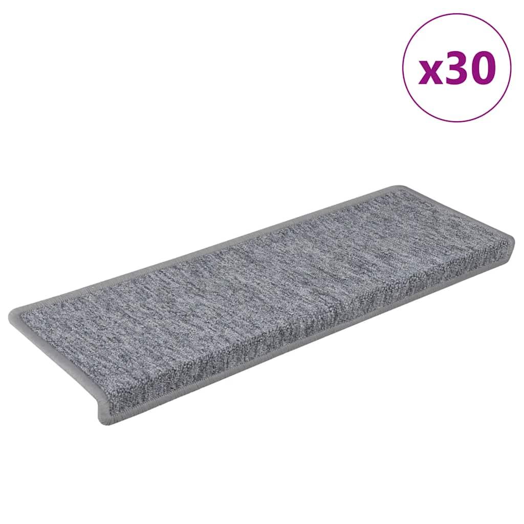 Trappemåtter 30 stk. 65x21x4 cm lysegrå rektangulær kant