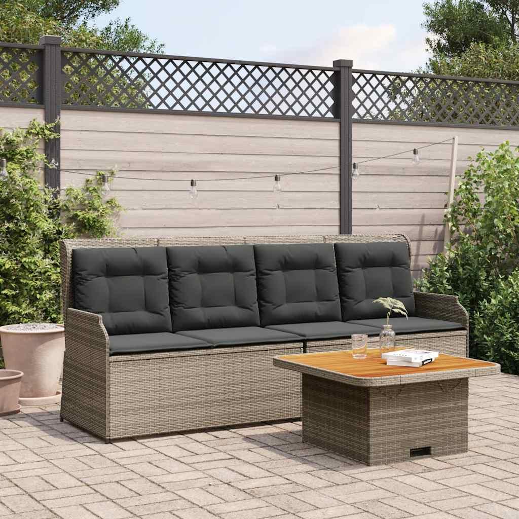 Loungesæt til haven 3 dele med hynder polyrattan grå