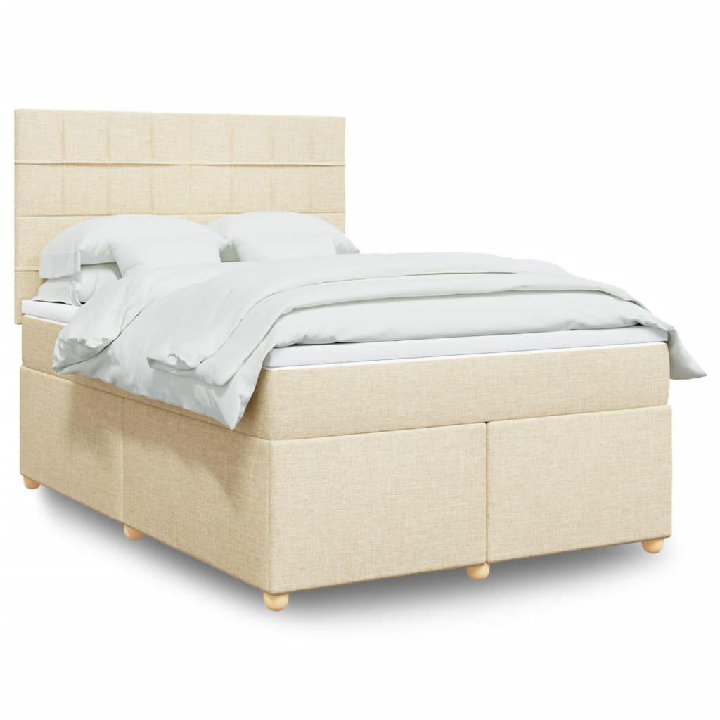 Kontinentalseng med madras 160×200 cm - stof, cremefarvet