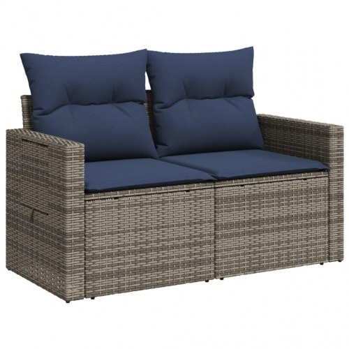 2-personers havesofa med hynder polyrattan grå
