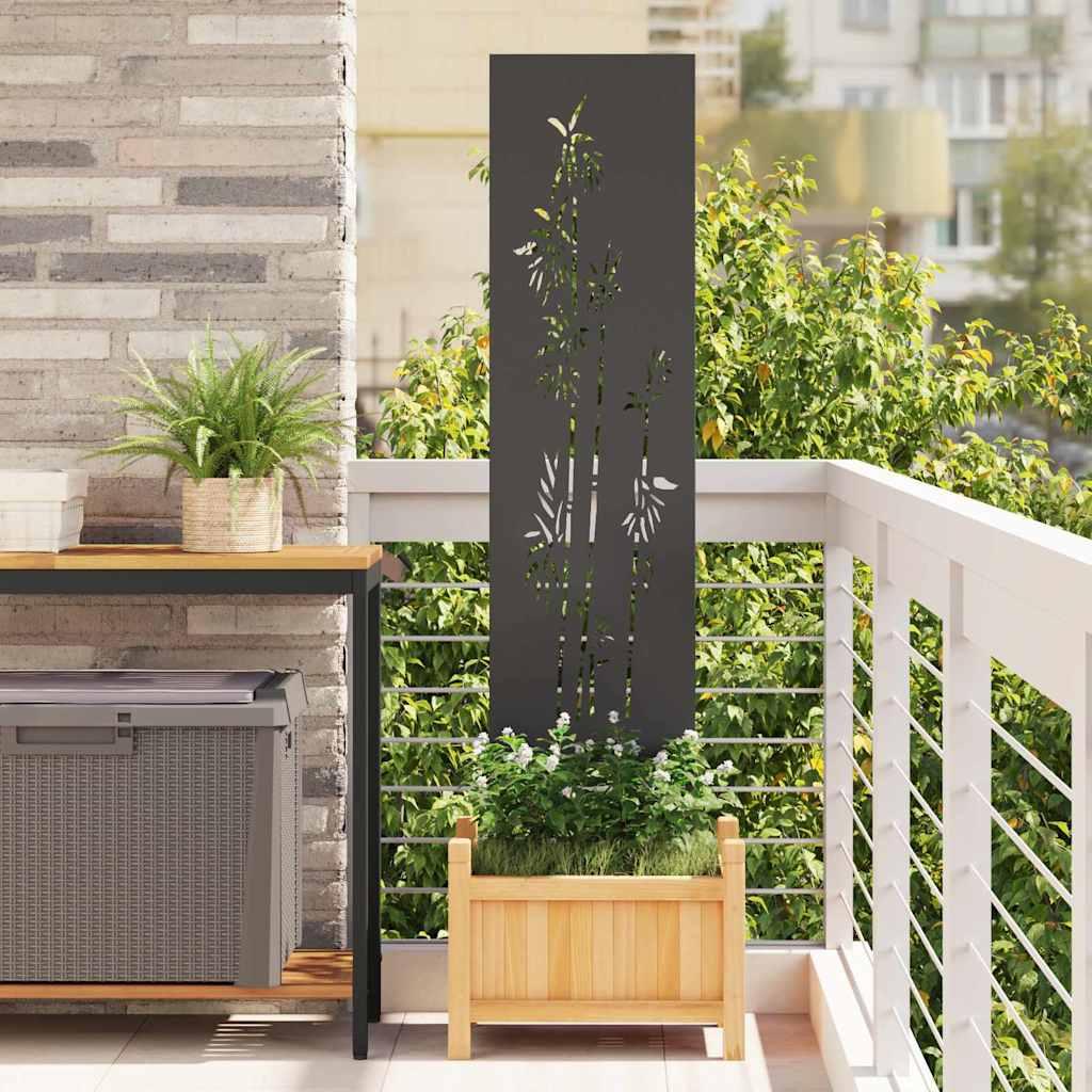 Have privatliv skærm Blomstret Sort 32 x 140 cm Koldvalset stål