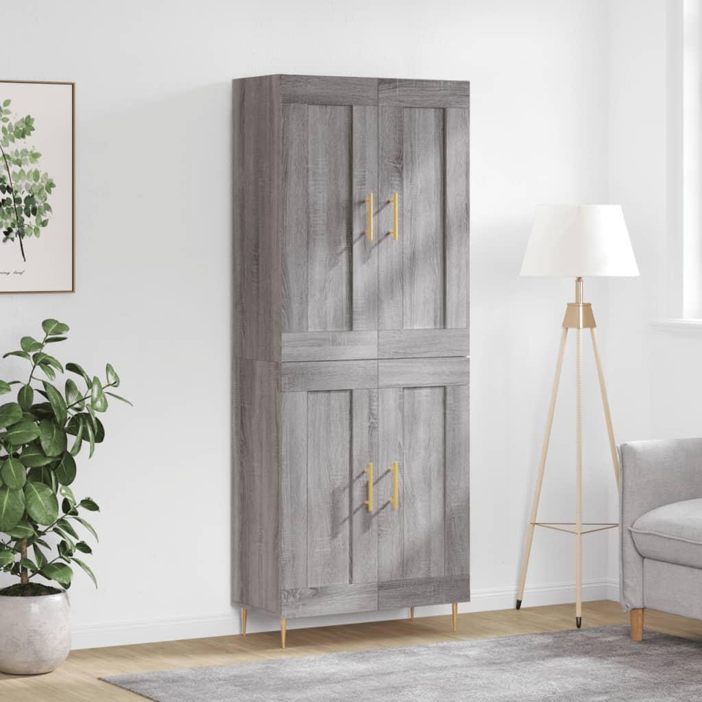 vidaXL højskab 69,5x34x180 cm konstrueret træ grå sonoma-eg