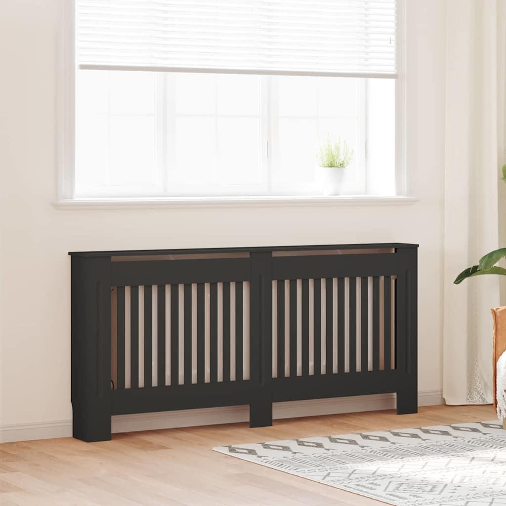 Radiatorcover 2 stk sort 172 x 19 x 81,5 cm i konstrueret træ