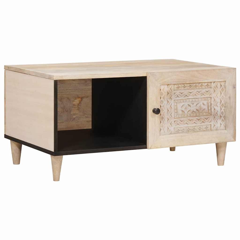 Sofabord med hylde Beige 80 x 50 x 40 cm Massivt mangotræ