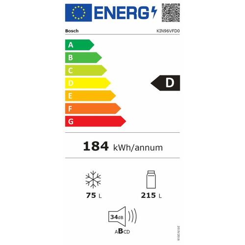 Bosch KIN96VFD0 integreret køle/fryseskab 194 cm - Hvid