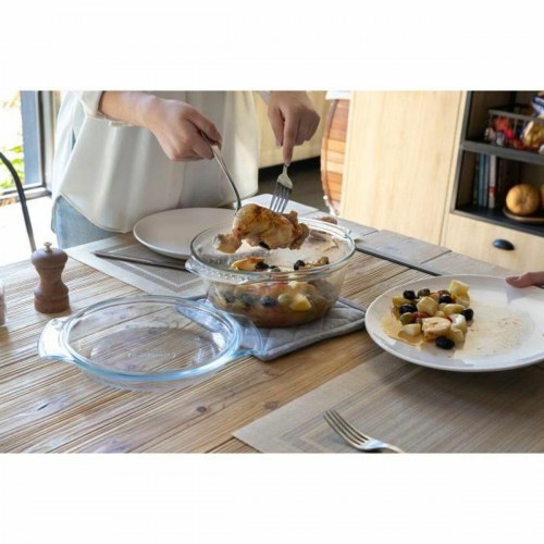 Pyrex rund ildfast gryde med låg - gennemsigtig, 1,6 l, Ø 27 cm