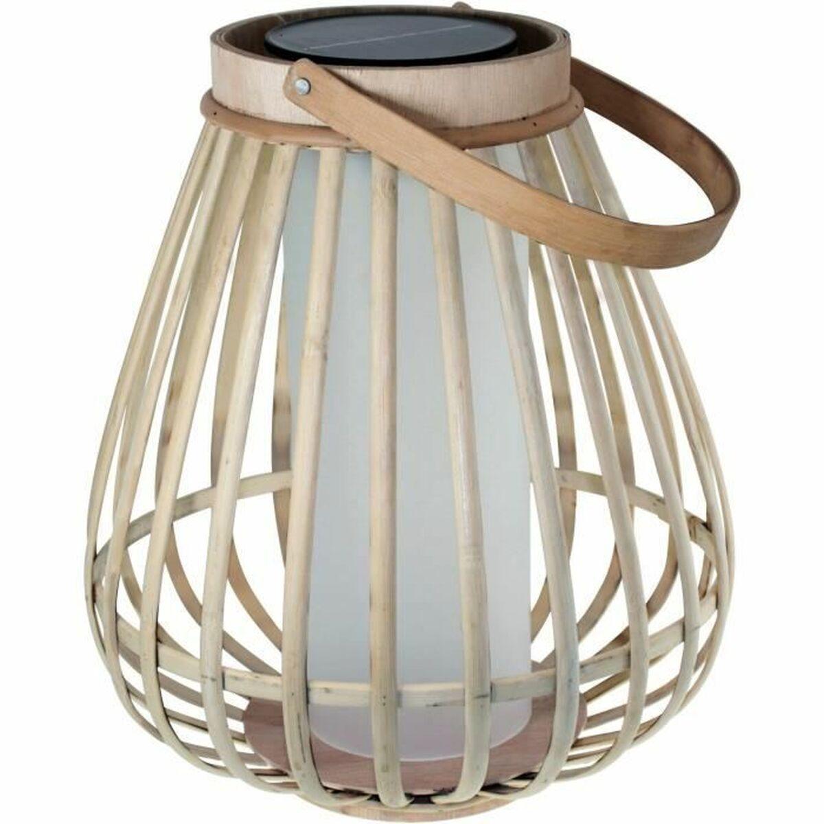 Solcellelampe til have - Beige flammeeffekt i bambus