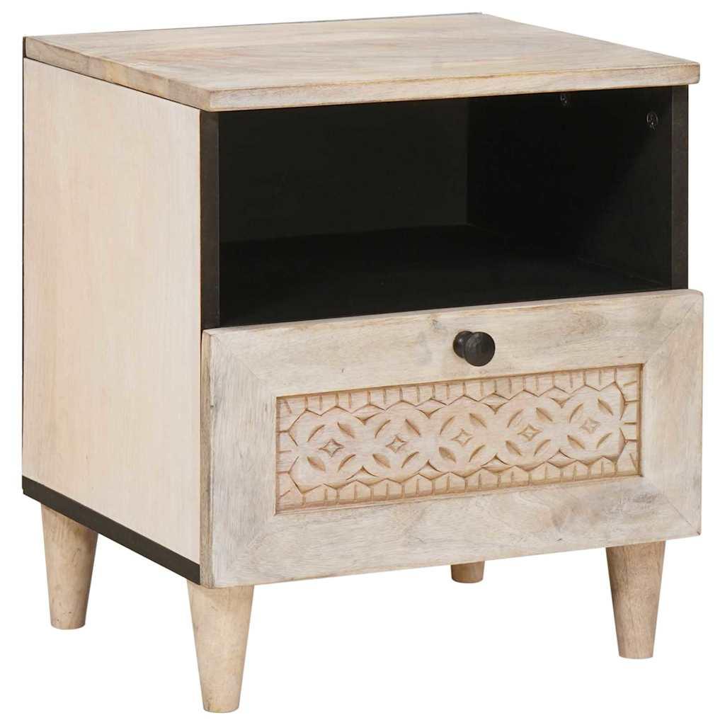 Sengebord med skuffe Beige 40 x 33 x 46 cm Massivt mangotræ