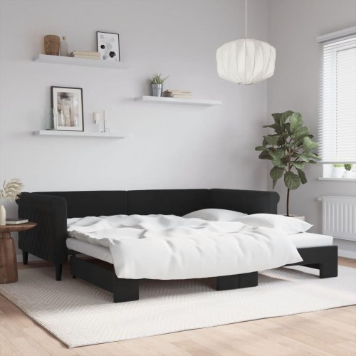 Daybed med udtræk 100x200 cm velour sort