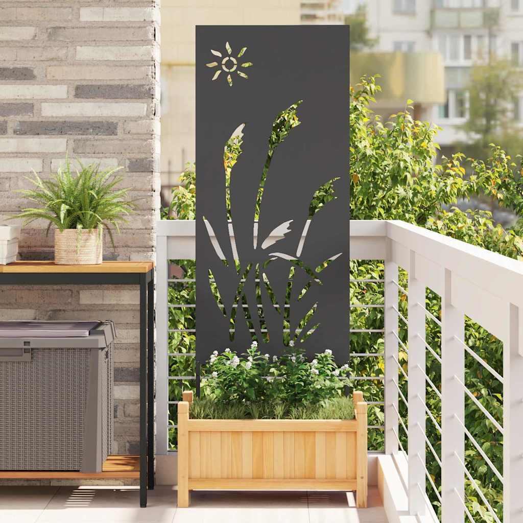 Have privatlivsskærm med dekorativt mønster i sort stål 50 x 140 cm
