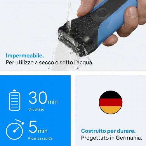 Braun Series 3 barbermaskine - blå/sort, wet & dry