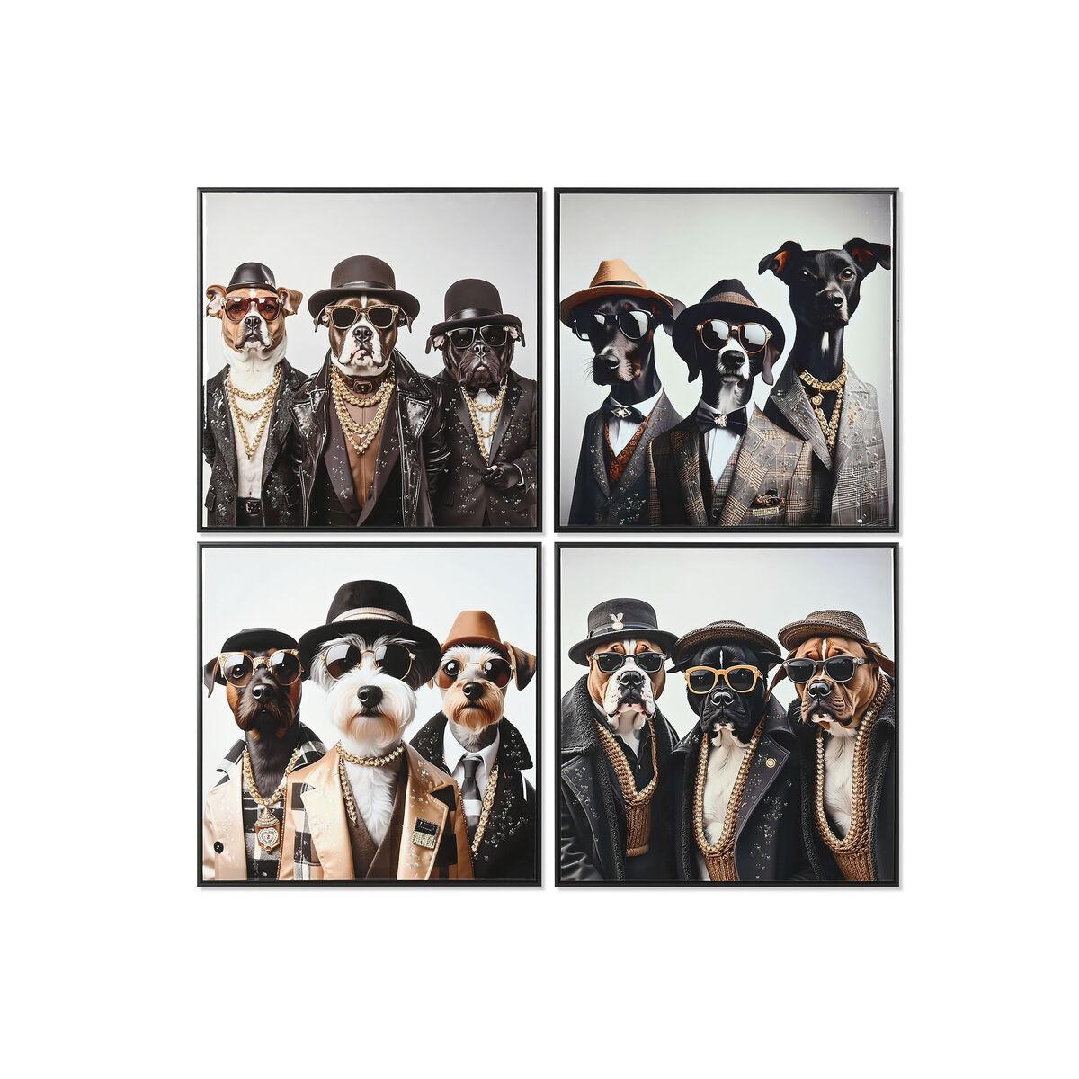 Billeder på lærred - Hundemotiver, 62 × 62 cm, 4 stk