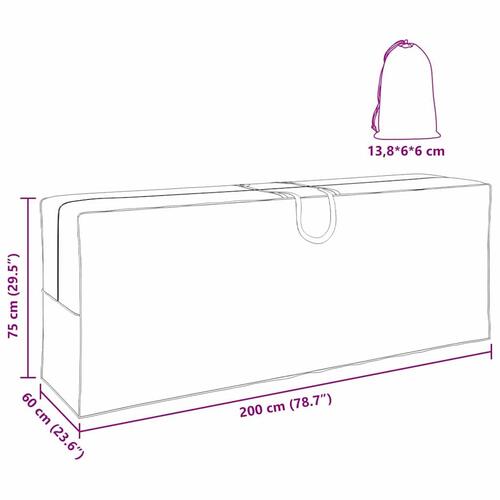 Udendørs Opbevaringspose Sort 200 x 60 x 75 cm 420D stof