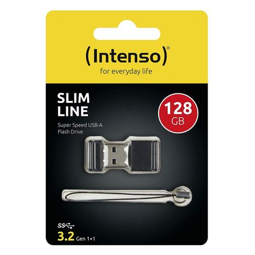 USB stik INTENSO Slim Line 128 GB - USB-A 3.2, sort