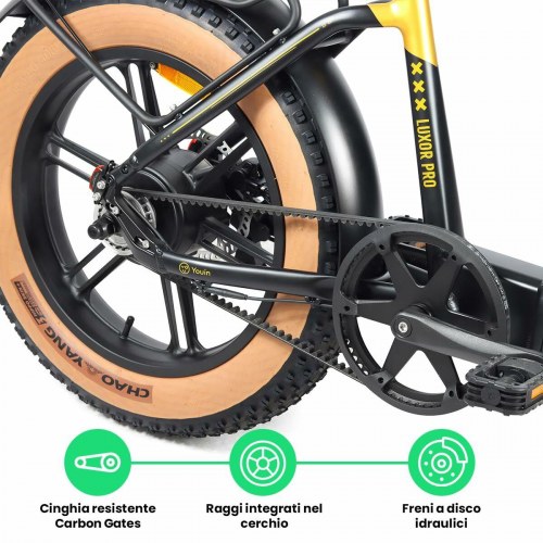 Youin BK1750 Luxor II Pro elcykel - gul, 250 W, 20"