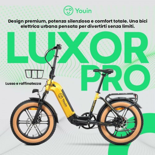 Youin BK1750 Luxor II Pro elcykel - gul, 250 W, 20"