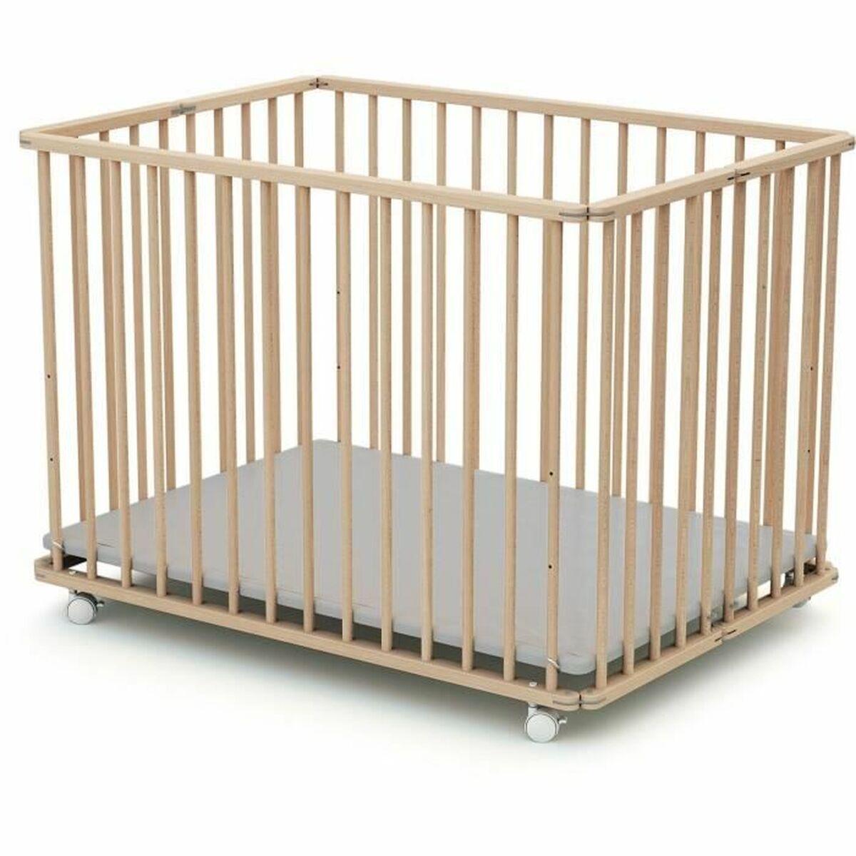 Kravlegård WEBABY - Beige 70 × 100 cm med hjul