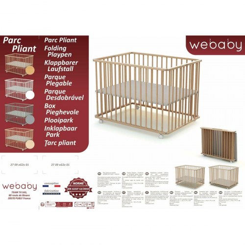 Kravlegård WEBABY - Beige 70 × 100 cm med hjul