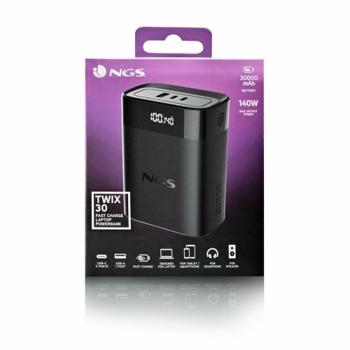 Powerbank NGS TWIX30 30.000 mAh - sort, 140 W