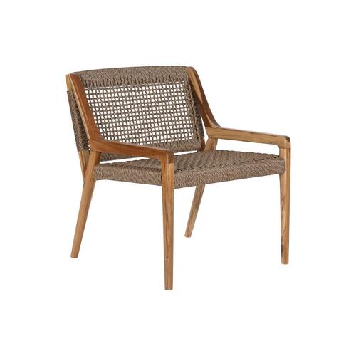 Lænestol - brun teak og syntetisk fiber, 65 × 62 × 72 cm