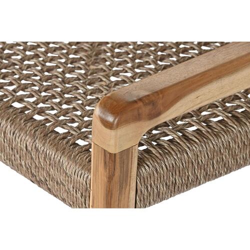 Lænestol - brun teak og syntetisk fiber, 65 × 62 × 72 cm
