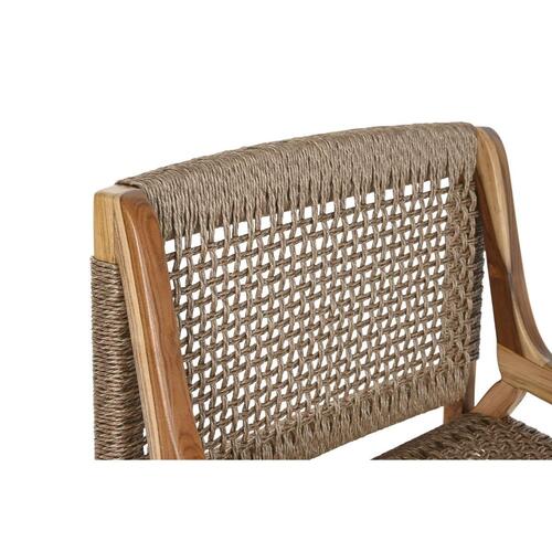 Lænestol - brun teak og syntetisk fiber, 65 × 62 × 72 cm