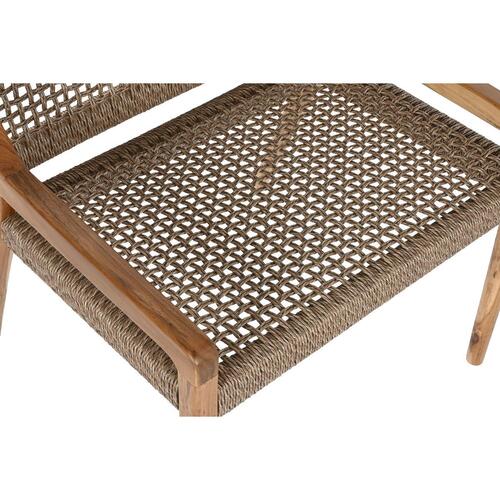 Lænestol - brun teak og syntetisk fiber, 65 × 62 × 72 cm