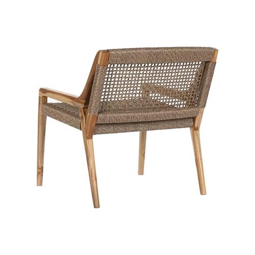 Lænestol - brun teak og syntetisk fiber, 65 × 62 × 72 cm