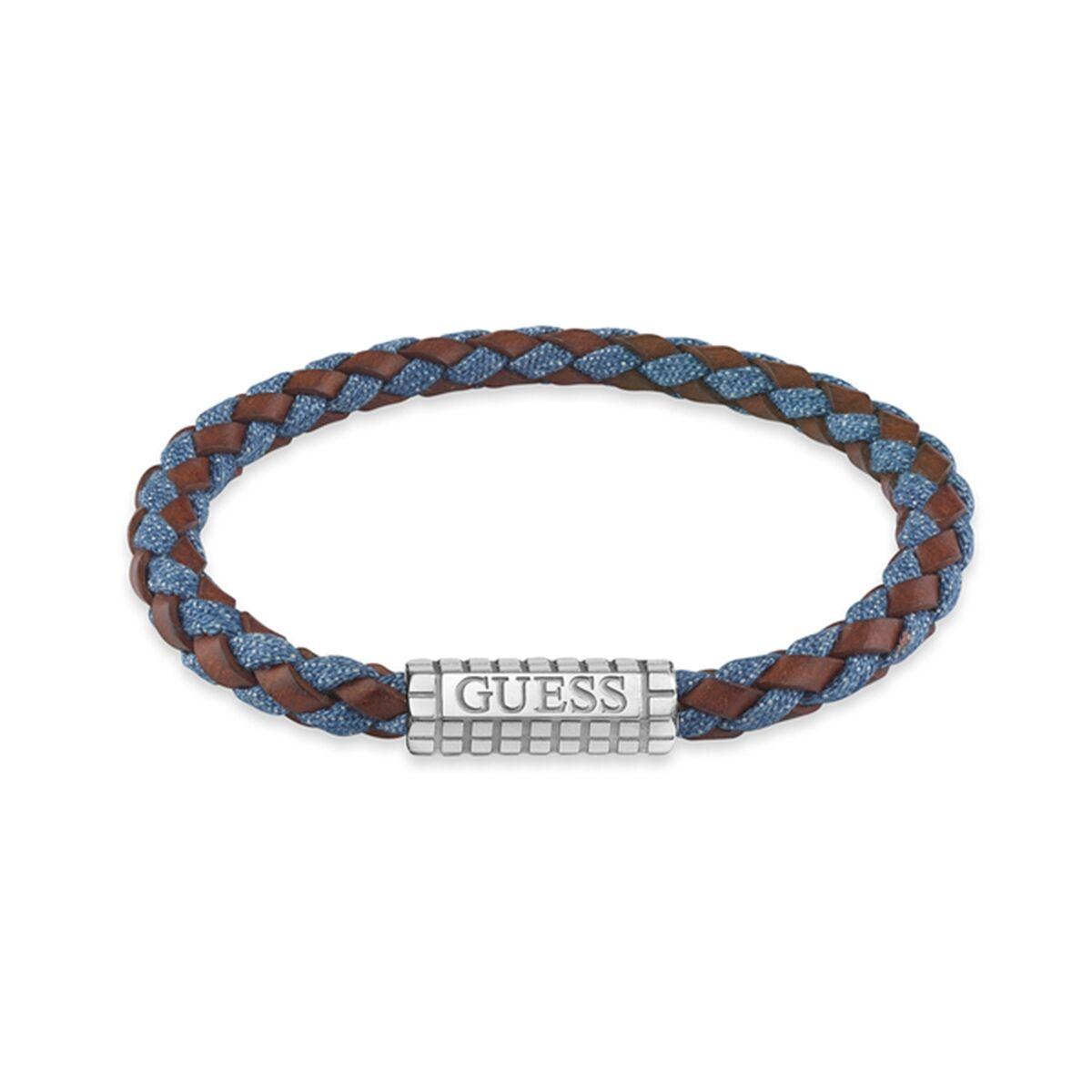Guess armbånd til mænd - blå flettet læderlook