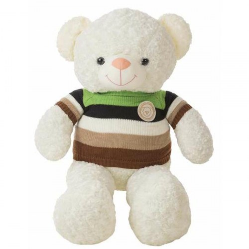 Bjørnebamse 55 cm - blød tøjbamse med stribet trøje