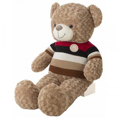 Bjørnebamse 55 cm - blød tøjbamse med stribet trøje